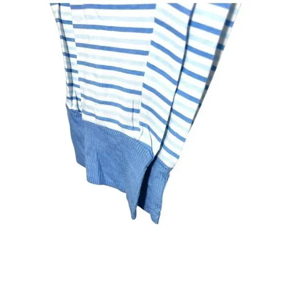 Splendid Womens Blue Striped Split Neck Tank Top Joggers Pajama Sets Sz L NWT